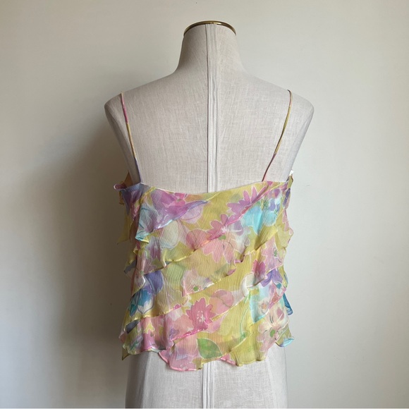 Jôn Silk Ruffle Floral Print Multicolor Camisole Size 8 - Picture 4 of 4